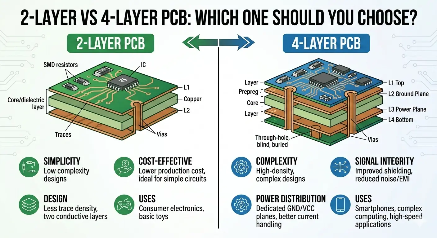 2-layer pcb vs 4 layer pcb