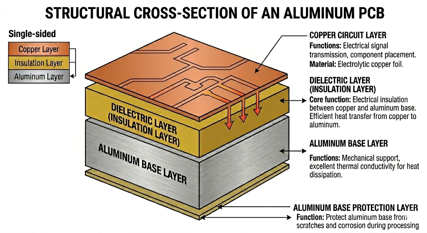 structural cross-section of an aluminum pcb